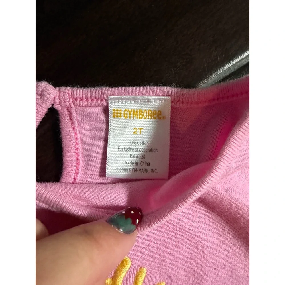 Y2K Gymboree Birthday Girl Pink Cupcake Embroidered T-Shirt Kids 2T Short Sleeve